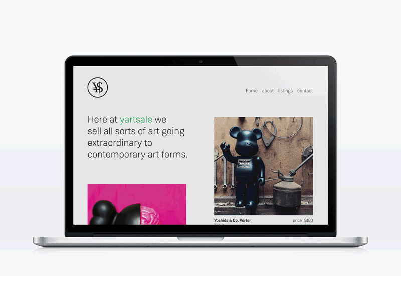 Yartsale mockup doodle kaws identity gif design animated art website branding logo