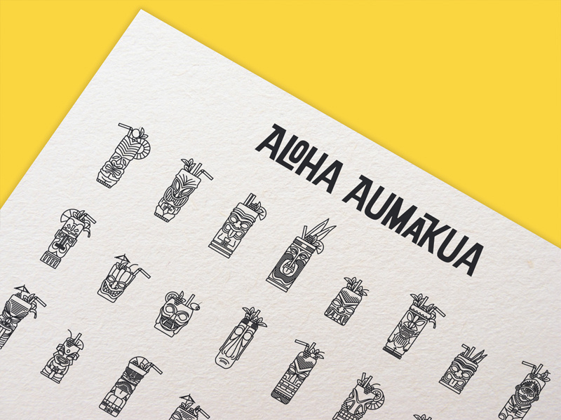 Aloha Aumakua (iconset) onestroke illustration iconset flat geometric download aloha drawing icon cocktail tiki