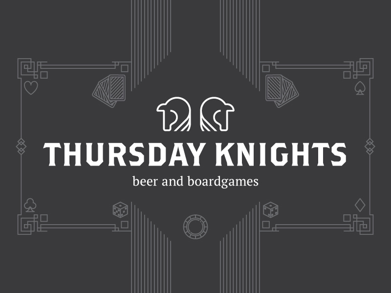 Thursday Knights minimal line geometric clean vector logo boardgame identity personal knight