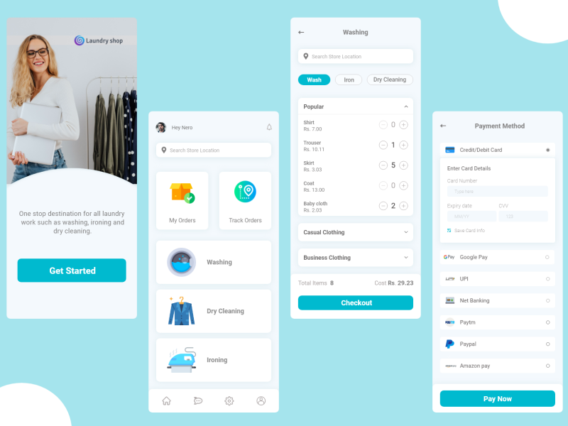Laundry shop A Laundry mobile app design by shaista ansari on Dribbble