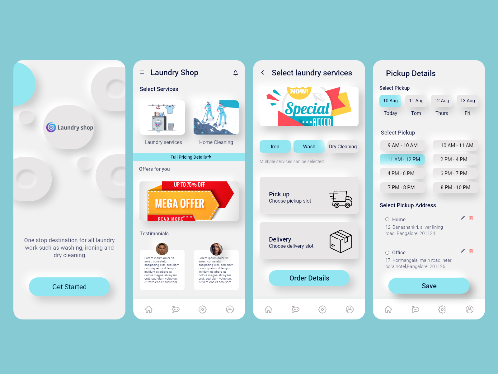 Laundry Shop - UI designs for laundry services app by shaista ansari on ...