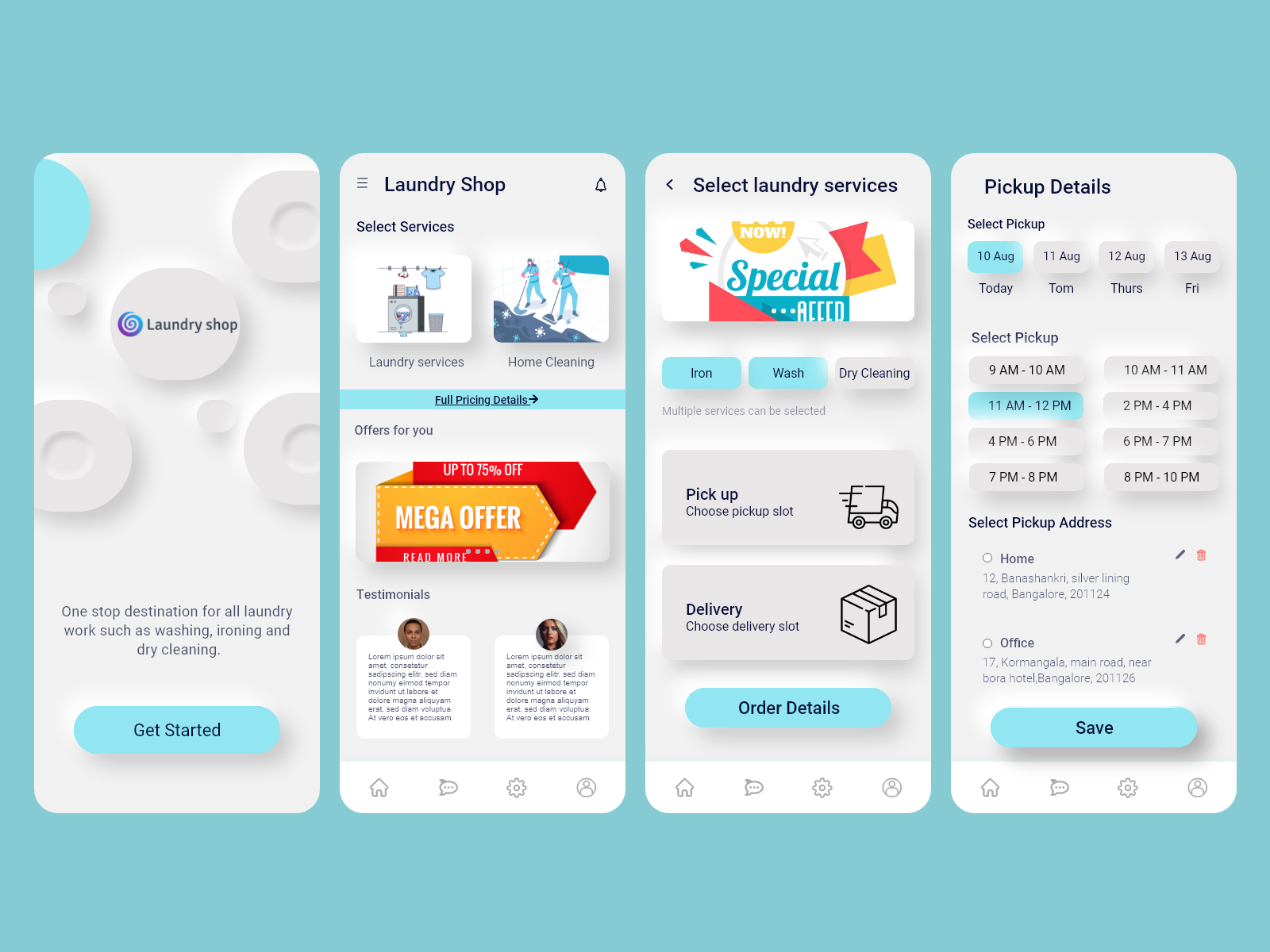 Laundry Shop UI designs for laundry services app by shaista ansari on