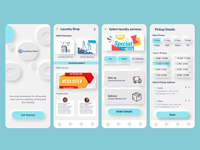 Laundry Shop - UI designs for laundry services app laundry app design laundry app ui laundry service app mobile app ui design ui design mobile app ux design uxui design
