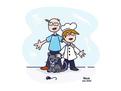 Nous - illustration de ma petite famille cat character flat fluffy illustration illustrator vector vectoriel