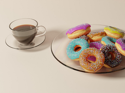 3D coffee and donut render