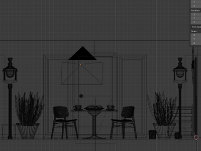 Blueprint of vintage house design 3d design blender interior room