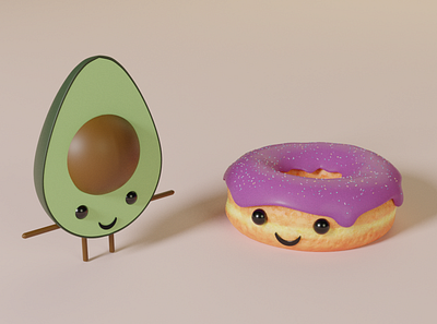Avocado & Donut 3D w/ Blender 3d avocado 3d donut blender blender3d blender3dart blendercycles