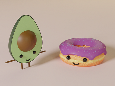 Avocado & Donut 3D w/ Blender