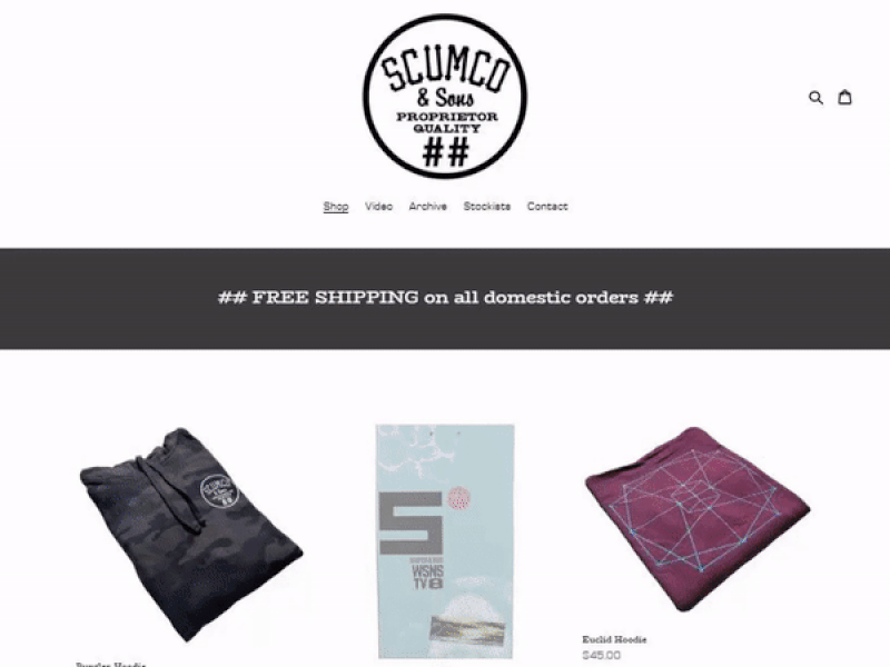ScumCo & Sons Web Store design ecommerce scumco shopify skateboarding skating ui ux webstore