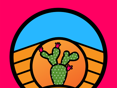 Prickly Pear cacti cactus desert design flat graphic design orange outline outlined pear pointy prickers prickly spines sun sunset vector