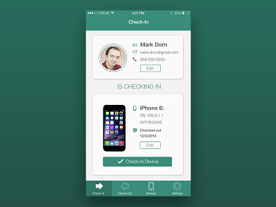 Device catalog app concept-check-In mobile ui design user interface design