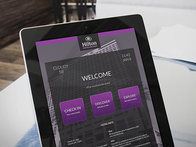 Hotel Touchscreen Concierge ipad pro touchscreen ui user interface