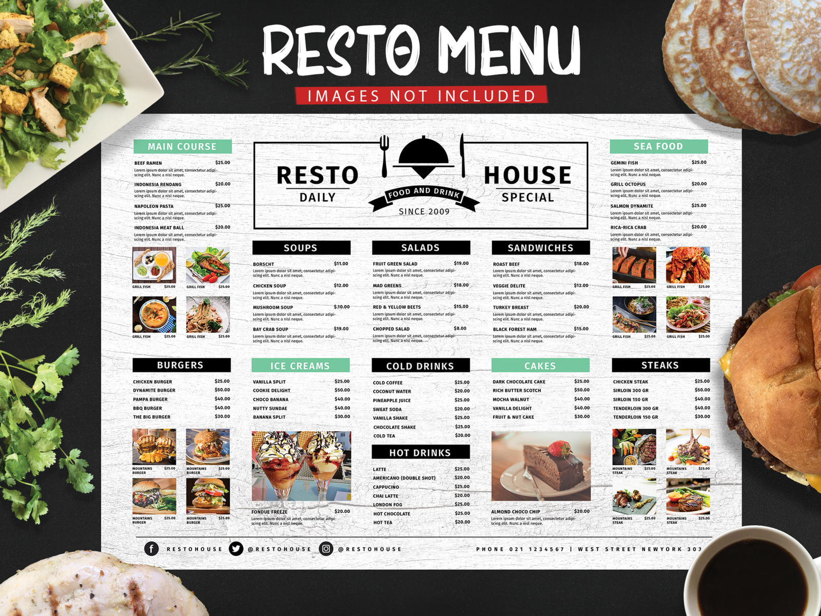 menu. food manu, manu bord by Akash Chowdhury on Dribbble