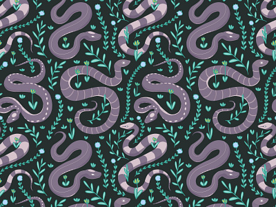 Snakes in the garden - pattern color palette colors illustration illustrator pattern pattern a day pattern art pattern design photoshop