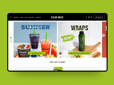 Clean Juice Concept Page 🍓🍍🍑 animation branding clean concept design healthy interaction minimal typography ui ux web website