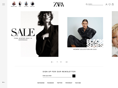 Zara Homepage Concept by Martyna Kosowska for pixes on Dribbble