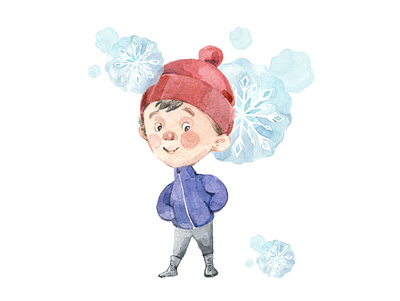 winter boy aquarelle character design illustraion illustration art watercolor winter