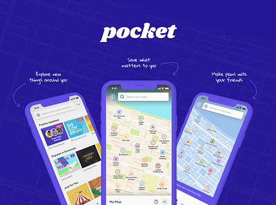 Pocket - Discover Your Home app app branding application design flat logo map mapping social ui ux