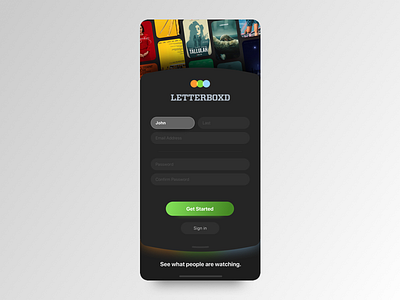 Letterboxd – Login Redesign app dailyui film letterboxd login movie movies redesign ui
