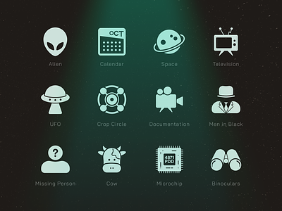 Alien Encounters - Icon Set alien aliens branding design extraterrestrial flat green icon logo ui vector
