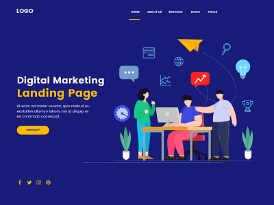 SEO Digital Marketing Landing Page app branding design icon illustration typography ui ux vector web