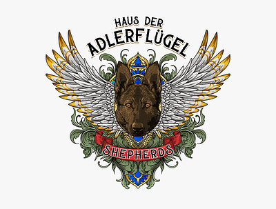 logo for Haus der Adlerflügel Shepherds branding design dog dog illustration dog logo illustration logo vector wings