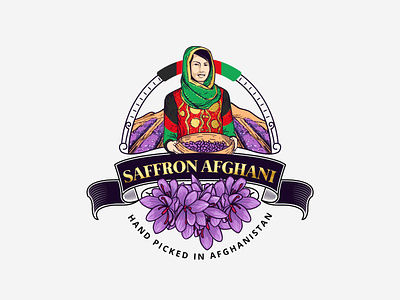 saffron afghani branding design emblem emblem design emblem logo emblem logo creative round farmers girl logo saffron vector
