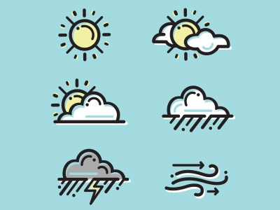 Weather Icons clouds icons pictograms rain sun vector weather wind