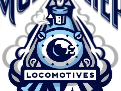 Montpelier Locomotives logo custom identity lettering locomitve logo mascot sports train