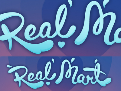 Real Mart splash lettering aqua custom lettering type