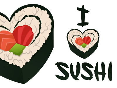I love Sushi custom type design food graphic design hand lettering illustration lettering sushi typography