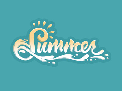 Summer custom type design graphic design hand lettering illustration lettering summer sun typography water