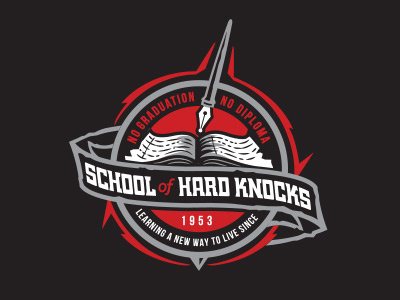 School of Hard Knocks badge graphic printing screen print shirt t shirt