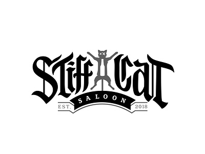 Stiff Cat Saloon cutomtype lettering logo