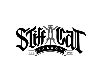 Stiff Cat Saloon cutomtype lettering logo