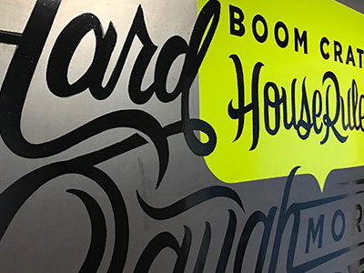 Boom Crate House Rules hand lettering lettering one shot paint pinstriping script sign painting type