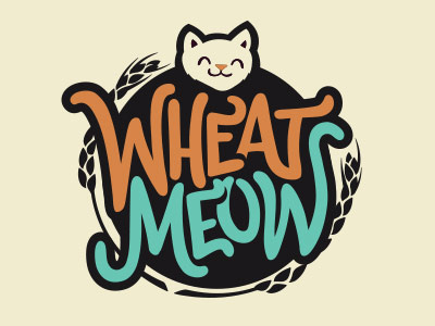 Wheat Meow beer brewing cat custom type kitten kitty label design lettering logo design