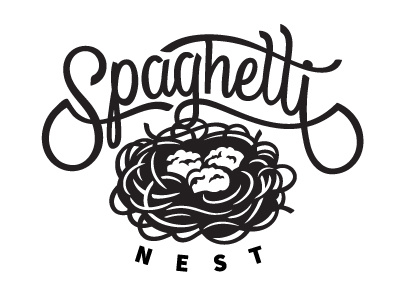 Spaghetti nest custom type icon lettering logo noodles restaurant spaghetti