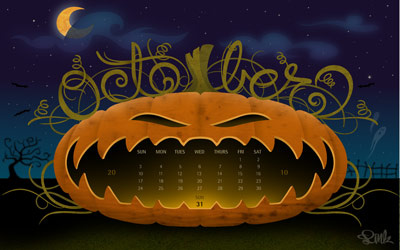 Jack O Cal calendar desktop halloween jack o lantern pumkin scary spooky