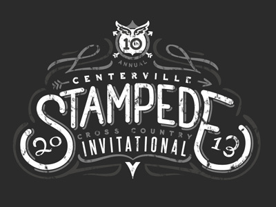 Centerville stampede T-shirt design apparel cross country flourishes hand lettering lettering sports t shirt design