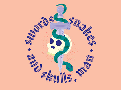 Swords, snakes and skulls, man