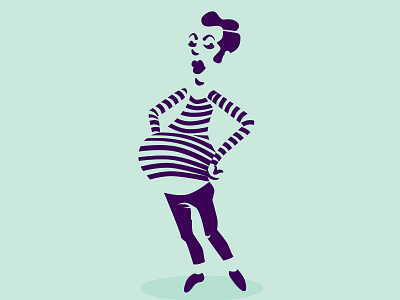 Mime character design doodle drawing illustration monochrome stripes vector