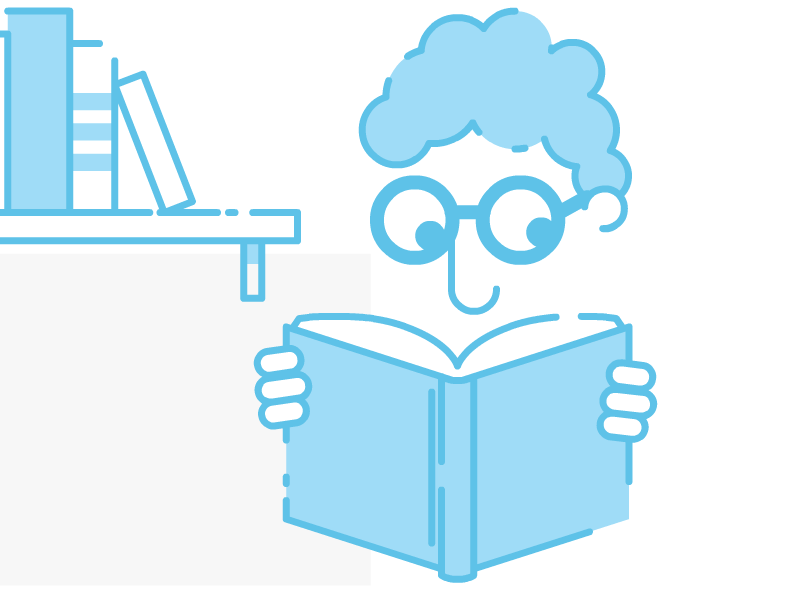 Library animation icon illustrator library nerd reading wayfinding