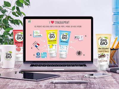 I love Bio website animation beauty comsetics design french graphic design interaction mobile mockup motion onepage template ui ux web website xd