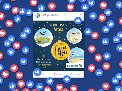 Campagne Leclerc christmas commerce day design facebook french graphic design illustration illustrator instagram leclerc like media post social social media stories twitter ui wall