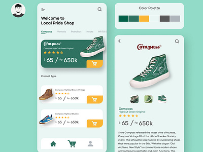 Local Shoes App Design app branding figmadesign landingpage shoe shoes ui ui ux ux vintage