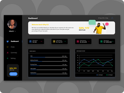 black theme - subscription dashboard