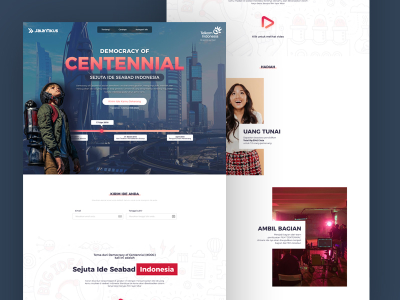 Democracy of Centennial page landing ux ui web design website