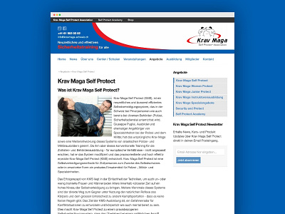 Krav Maga Self Protect Association Homepage webdesign