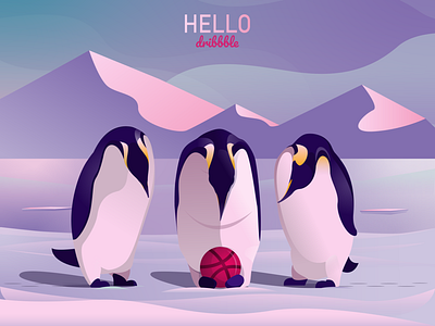 Hello dribble! dribbble dribble shot hello dribble illustration illustrator penguins vector